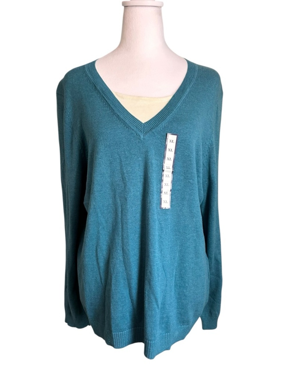 Croft & Barrow Women's Teal Blue Cotton Sweater Size XL NWT